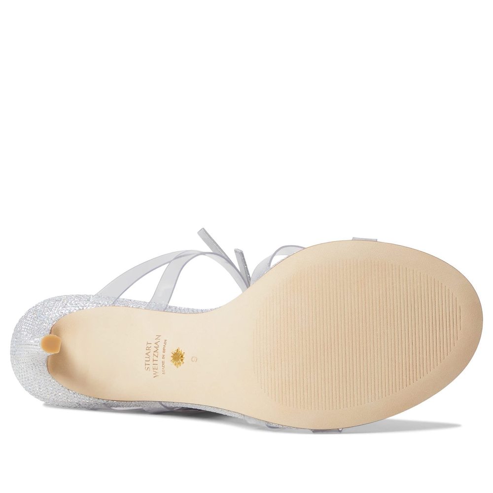 Stuart Weitzman Womens Bow 100 Slide Clear/Silver… - image 4